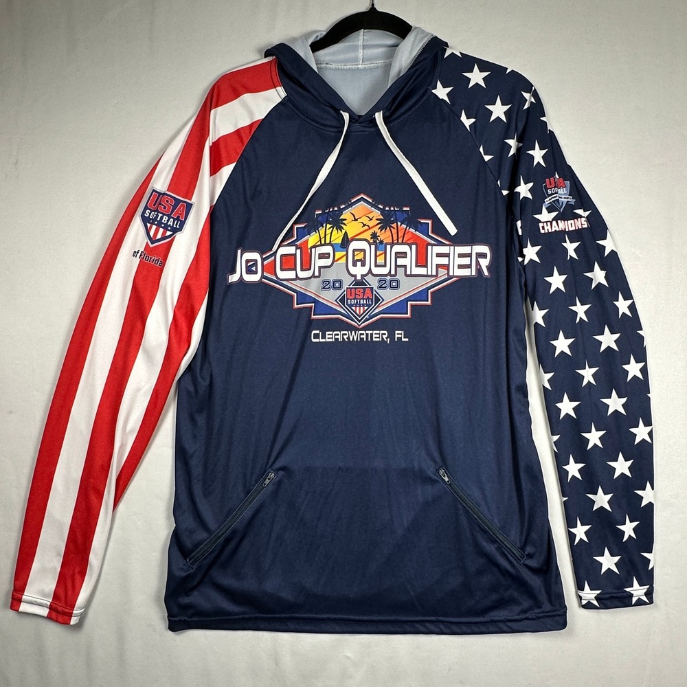 USA Softball JO Cup Qualifier 2020 Hoodie Large Stars Stripes Clearwater FL